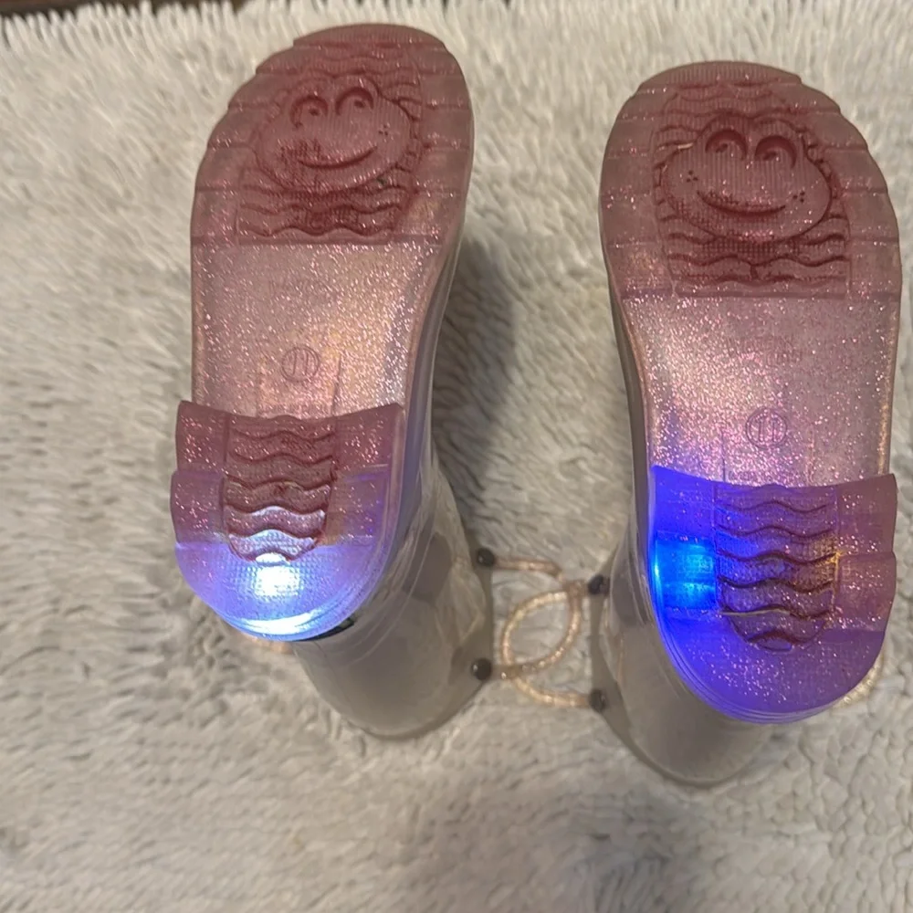 Kids Glitter Sole Translucent Rain Boots - Pink Sole